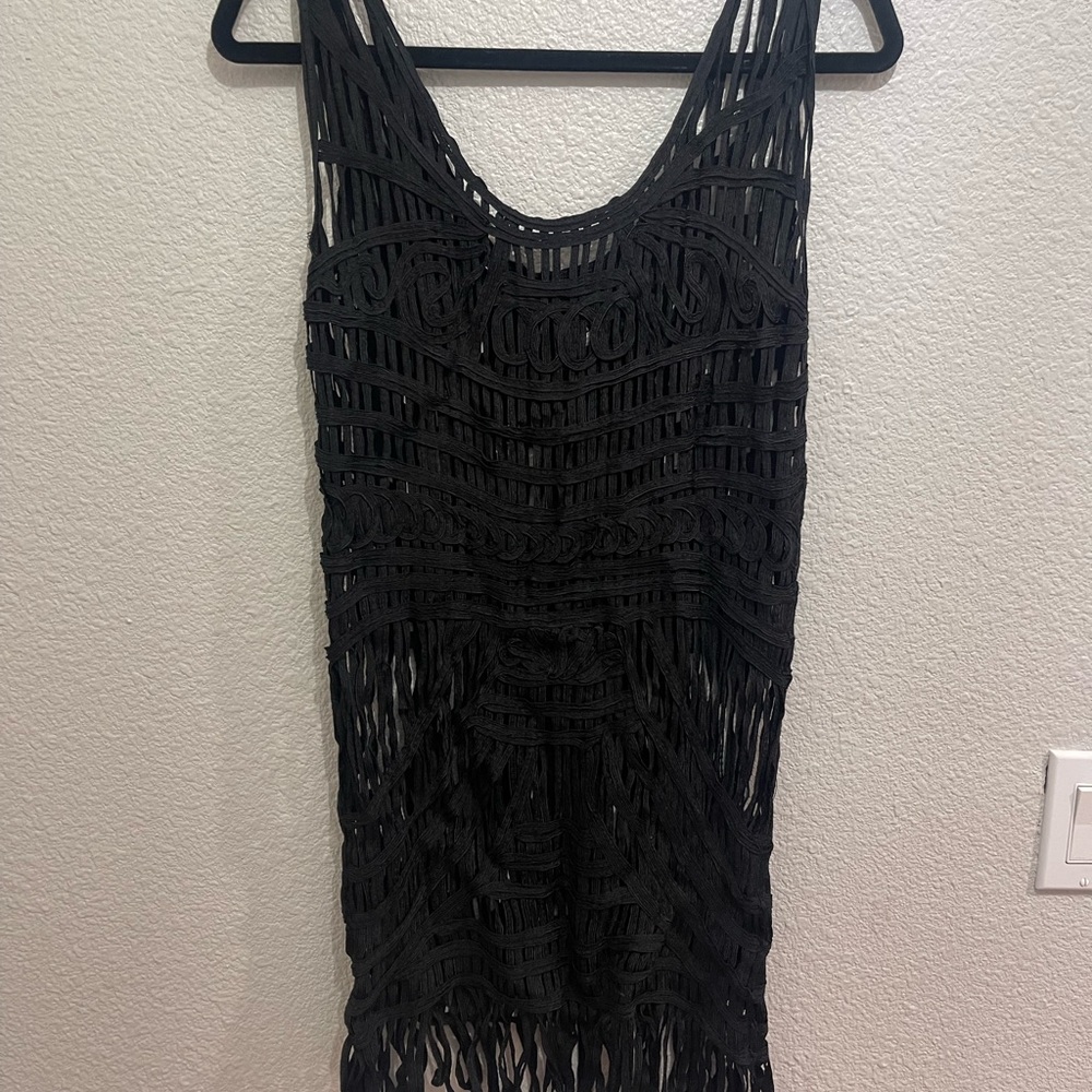 Hot & Delicious Black Macrame Cover Up